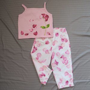 Pretty In Pink, Flower Petal Top & Capri Outfit  Size 5/6